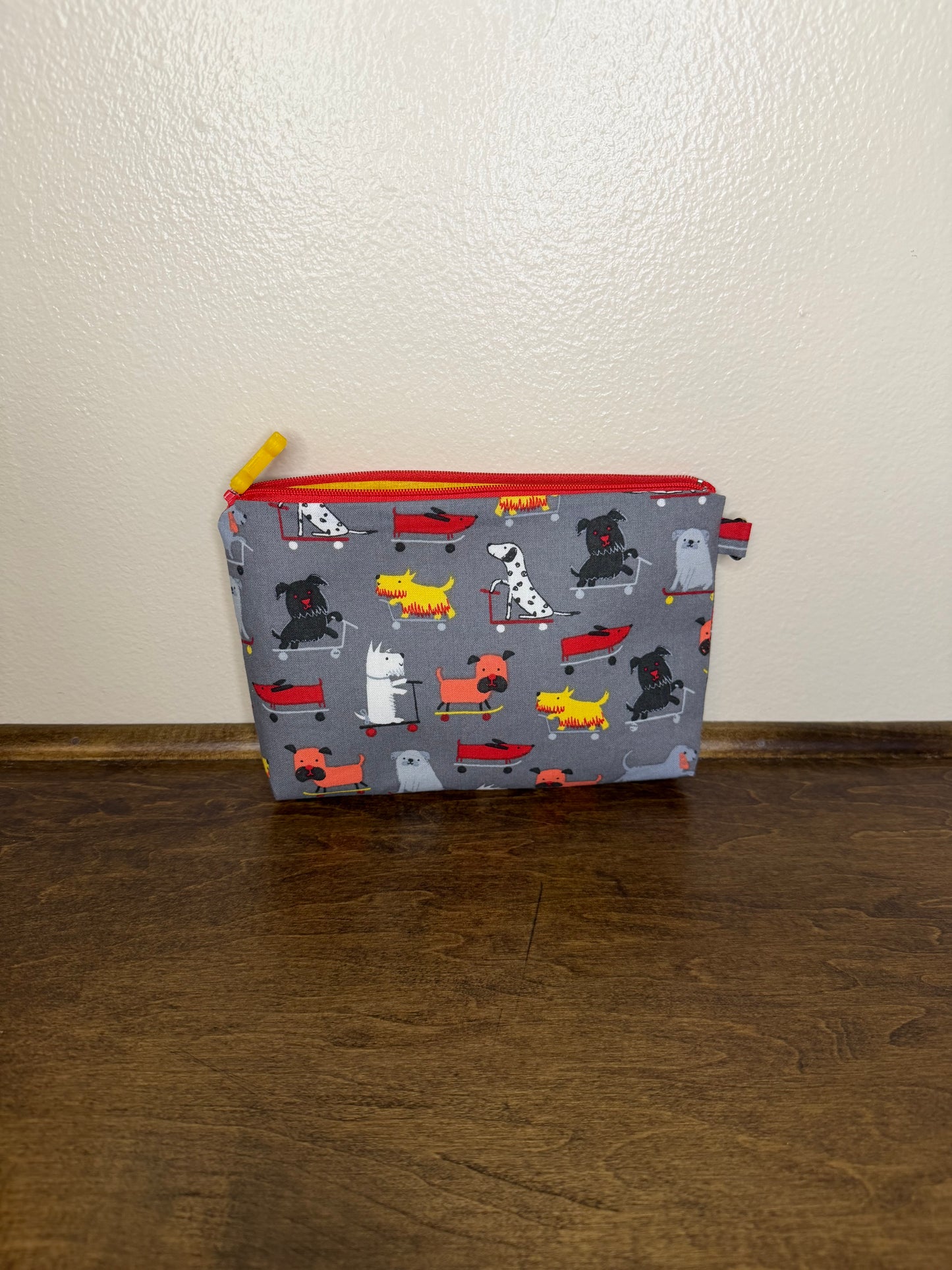 Flat Zipper Bag - Dogs on Skateboards