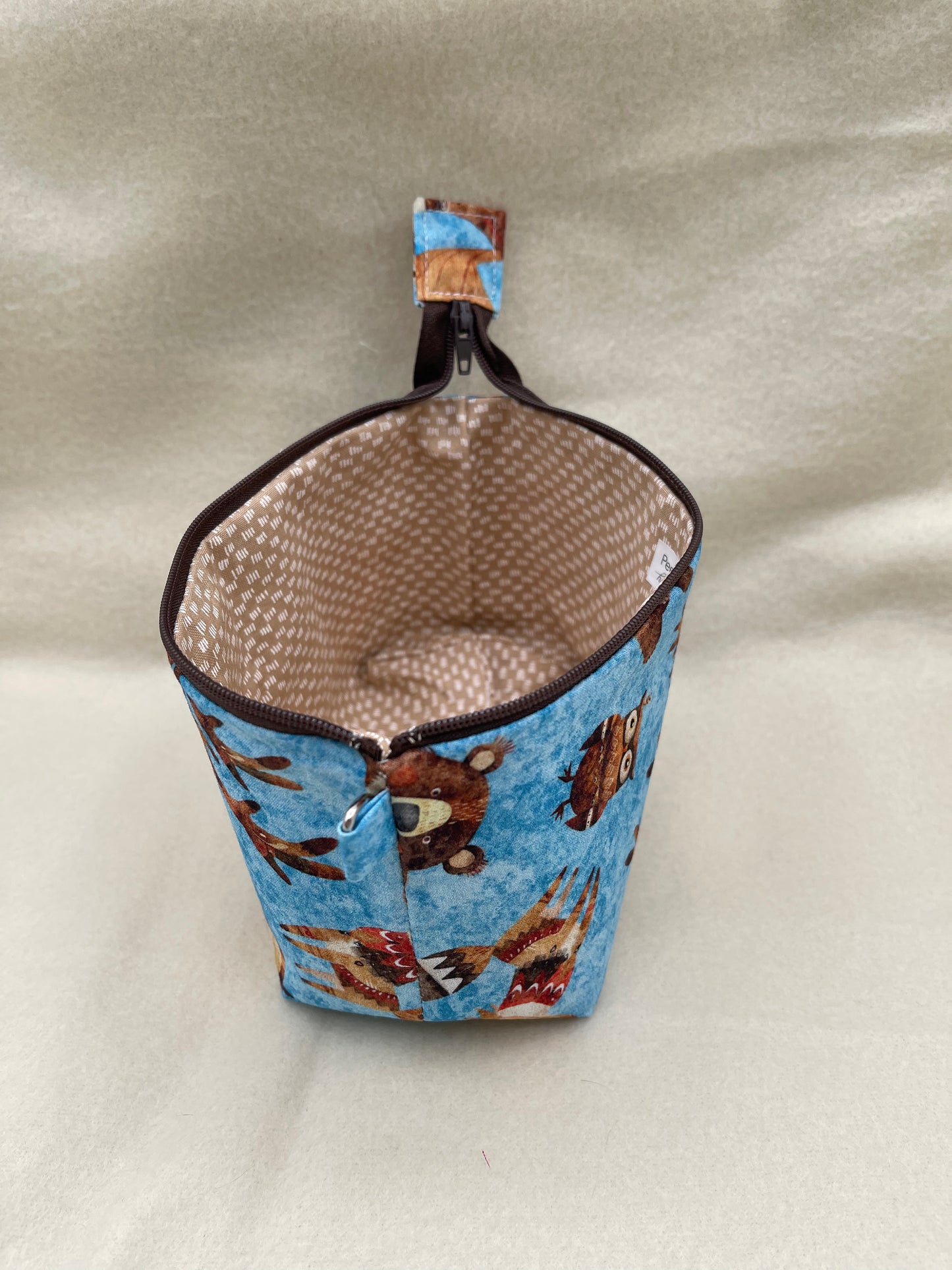 Zipper Bucket Bag - Wacky Woodland Animals