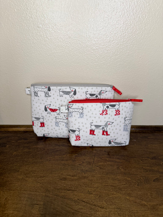 Flat Zipper Bag - Rainy Dachshunds