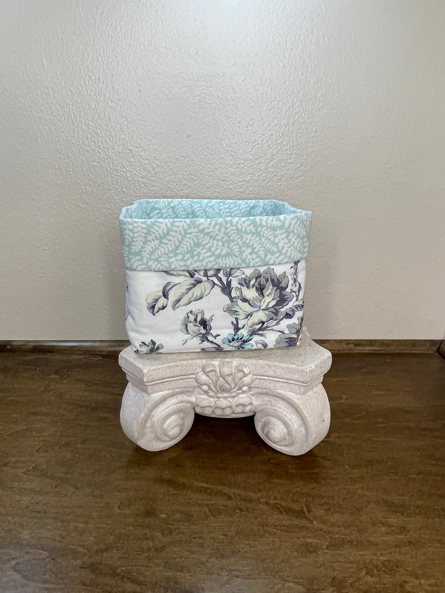 Square Basket - Dusty Teal Flowers