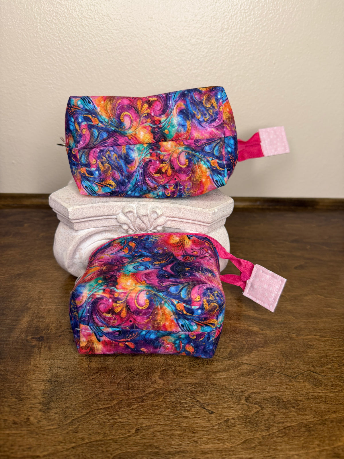 Zipper Bucket Bag - Pink/Violet Abstract