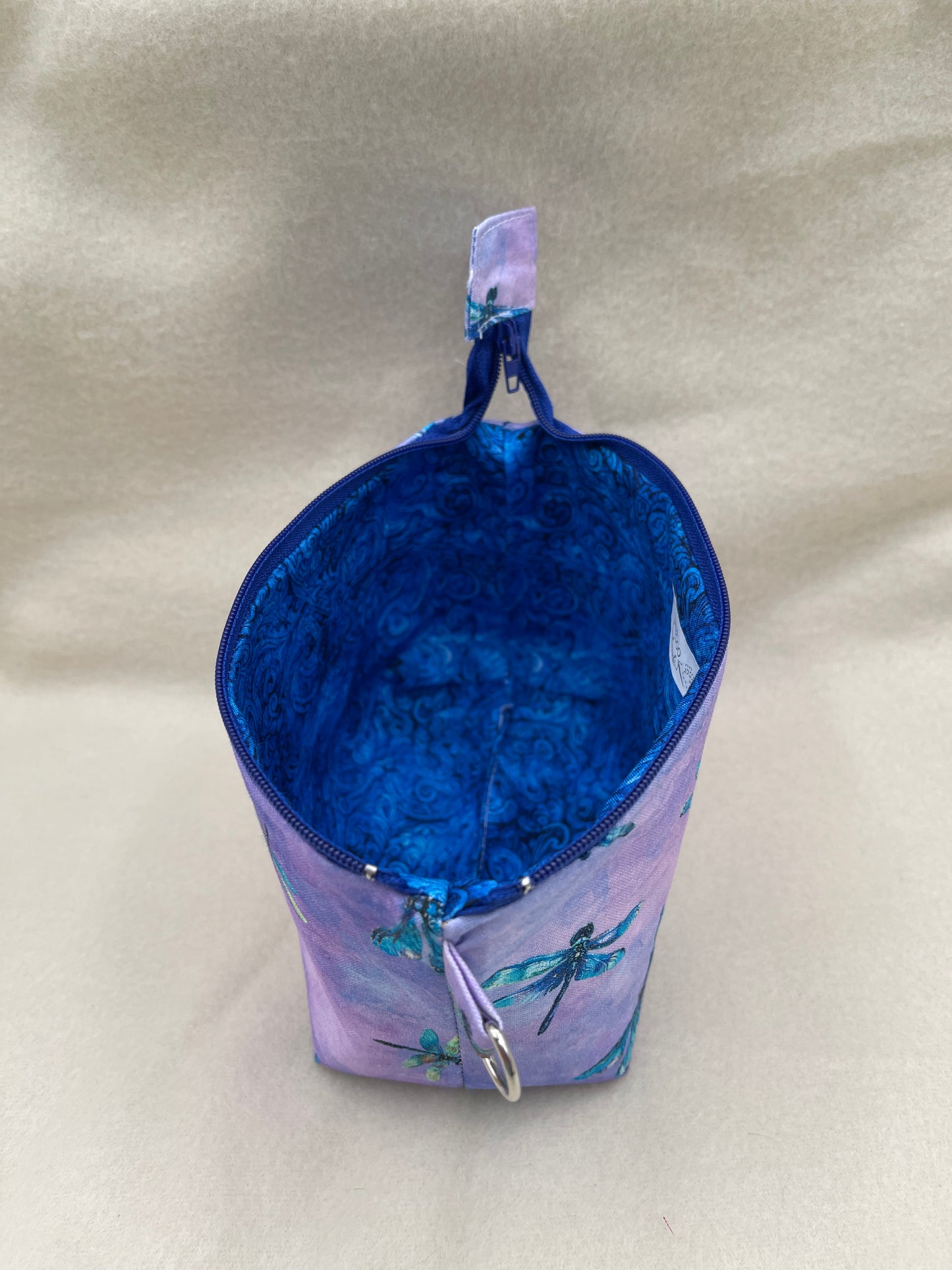 Zipper Bucket Bag - Purple Dragonflies