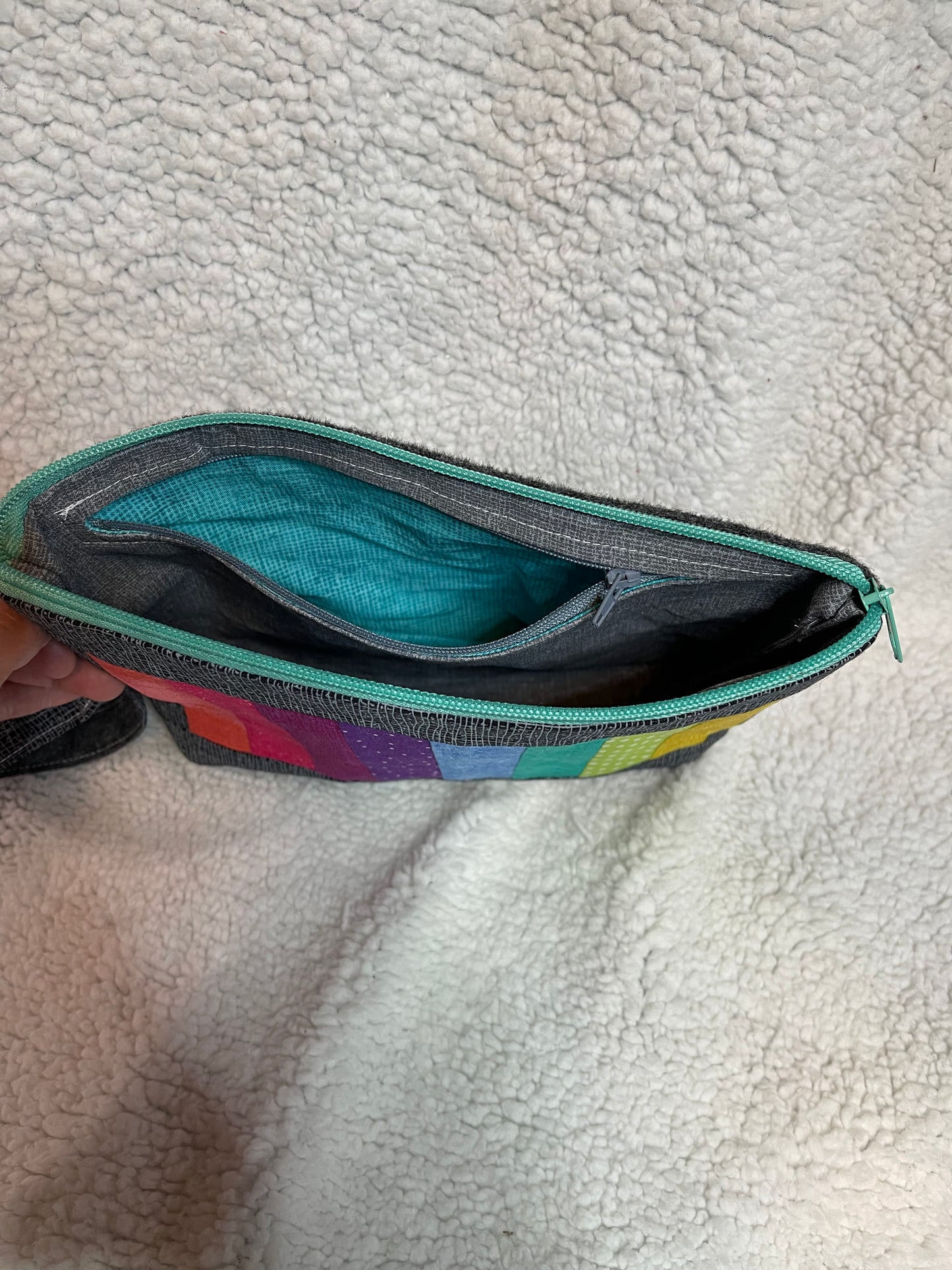 Fancy Clutch - Multicolored Stripes on Gray
