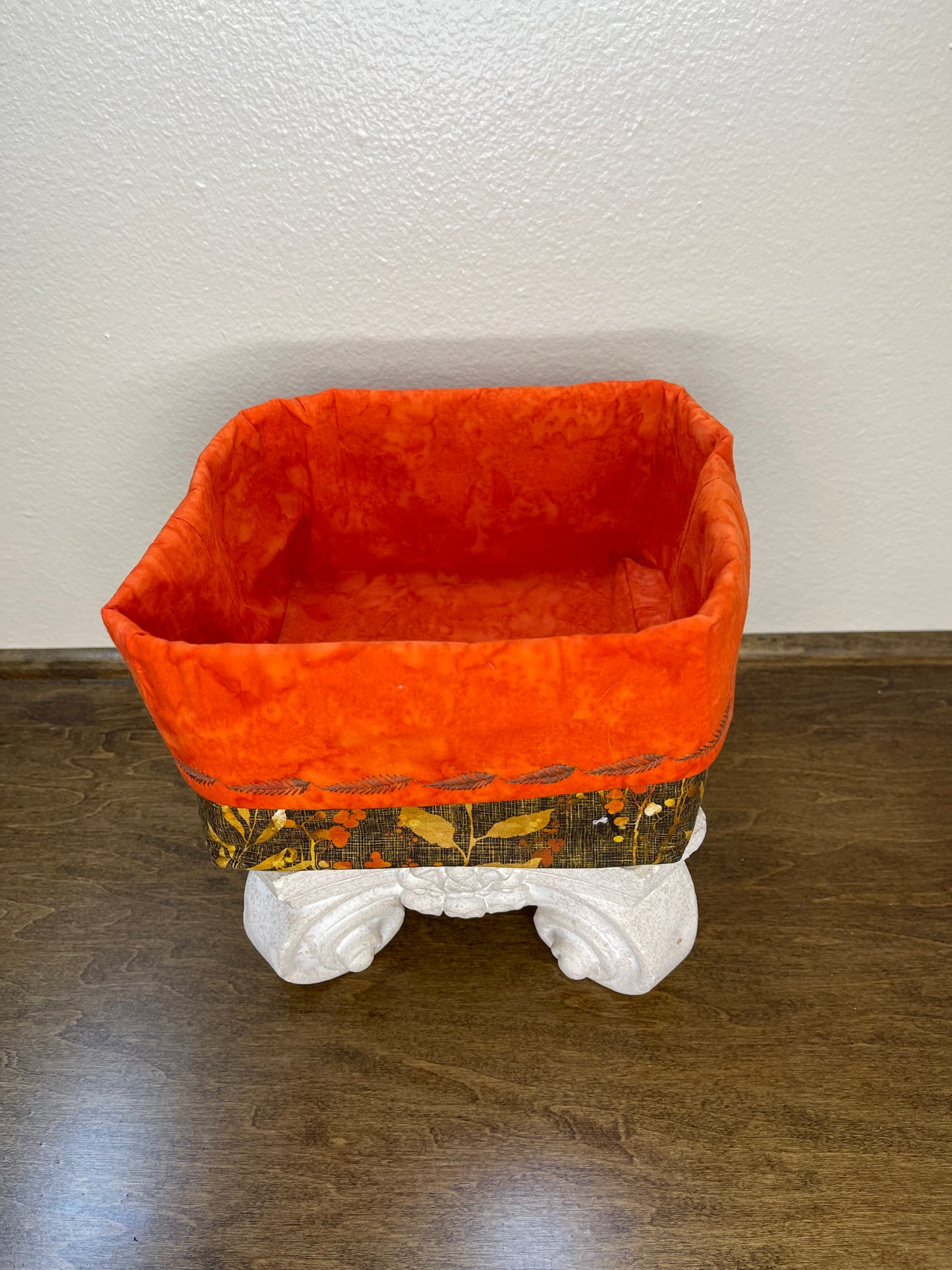 Square Basket - Brown w/Orange Leaves