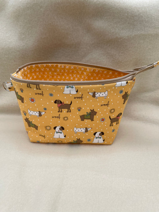 Zipper Bucket Bag - Tiny Dogs Yellow