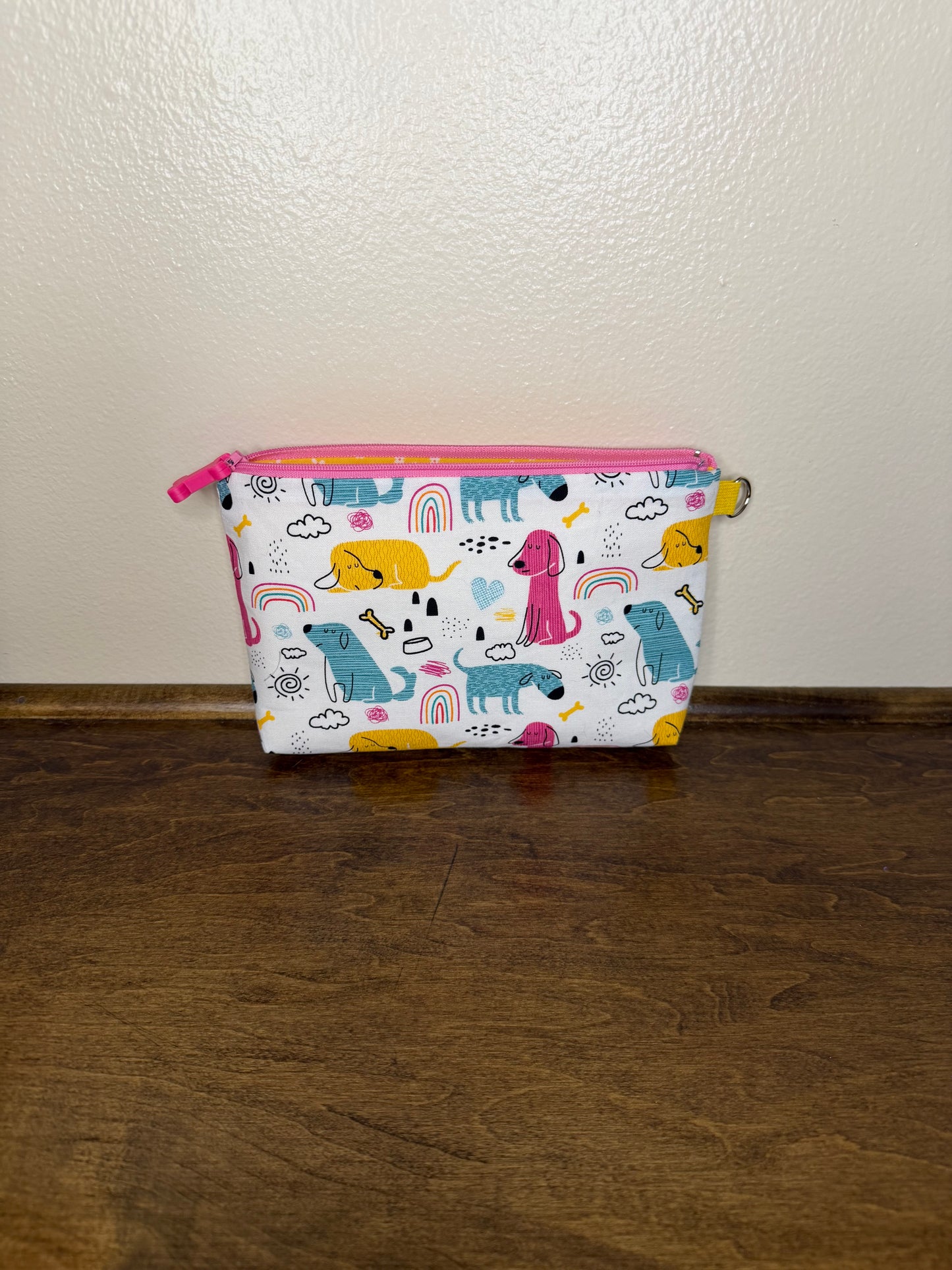 Flat Zipper Bag - Striped Dogs