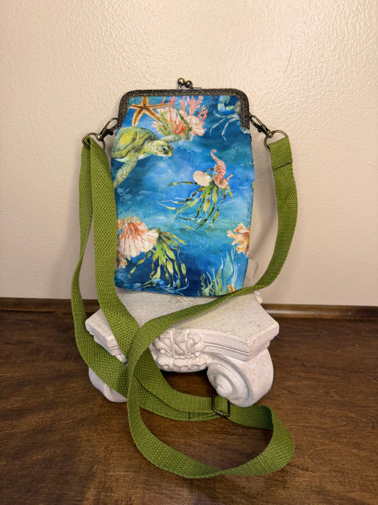 KISP Phone Purse - Ocean Life w/Turtles