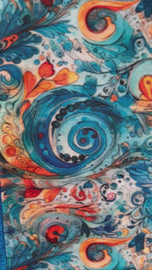 Designer Zipper Tote - Blue Swirls